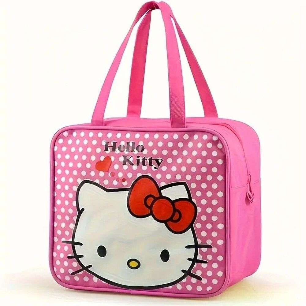 Sanrio Hello Kitty Insulated Lunch Tote Pink Red Bow Dots Bag 9.5. x 8-in NWT